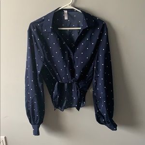 Blue polka dot blouse